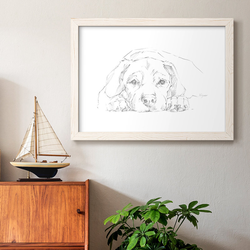 Lazy Dog III - Toile tendue avec châssis rustique, Blanc, H 14 po x l 20 po x P 1,5 po