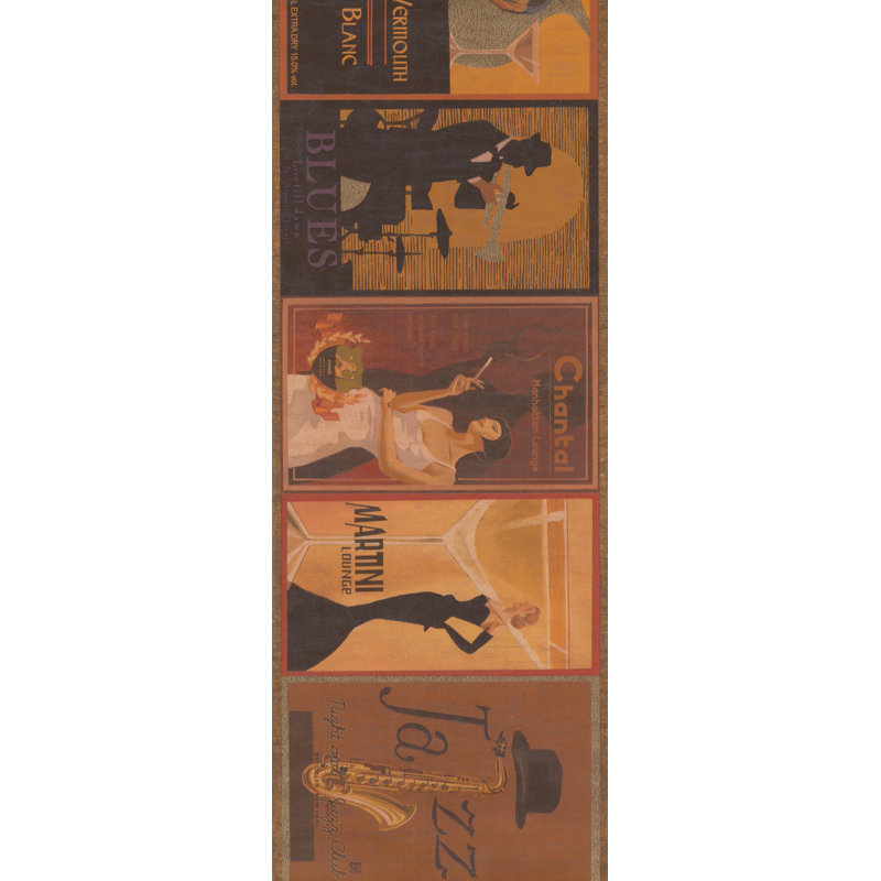 Bordure de papier peint style rétro de L 15 pi x l 9 po Dunston années 50, 60 et 70