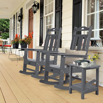 Patio Rocking Chair, Hdpe Outdoor Indoor Porch Rocker (set Of 2)