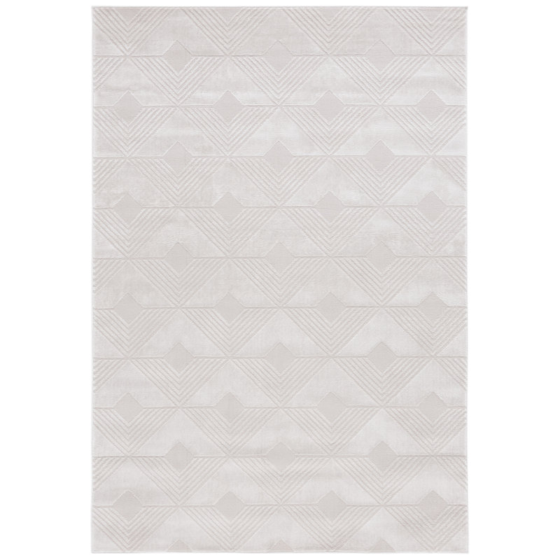 Tapis ivoire en polyester / polypropylène tissé à la machine Saylor, Rectangle 4 pi x 6 pi