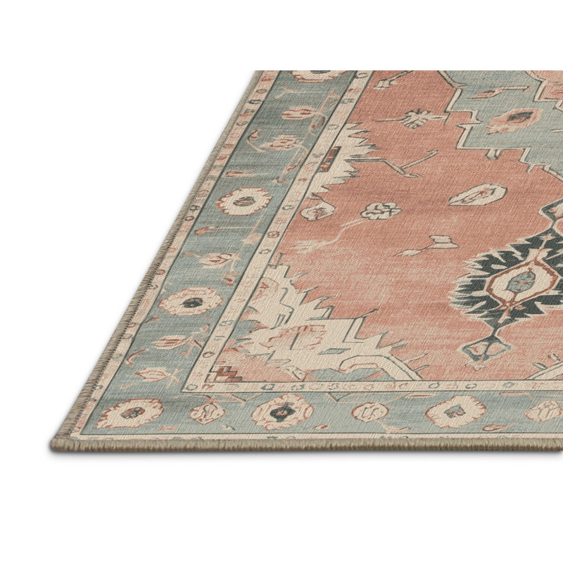Tapis beige lavable à la machine Afyon, Carré 3 pi