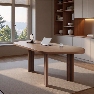 Bureau moderne moderne durable en bois de frêne brun irrégulier