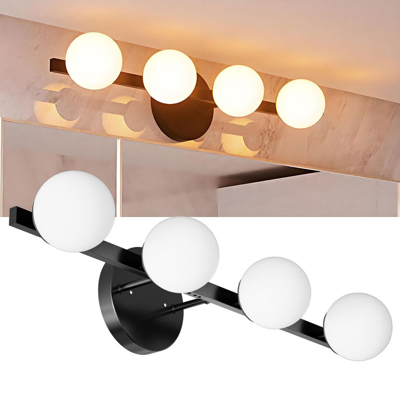  Éclairage pour meuble-lavabo moderne de 26 po à 4 lumières - globes en plastique, ampoules à intensité variable G9 incluses et installation facile (120 V)