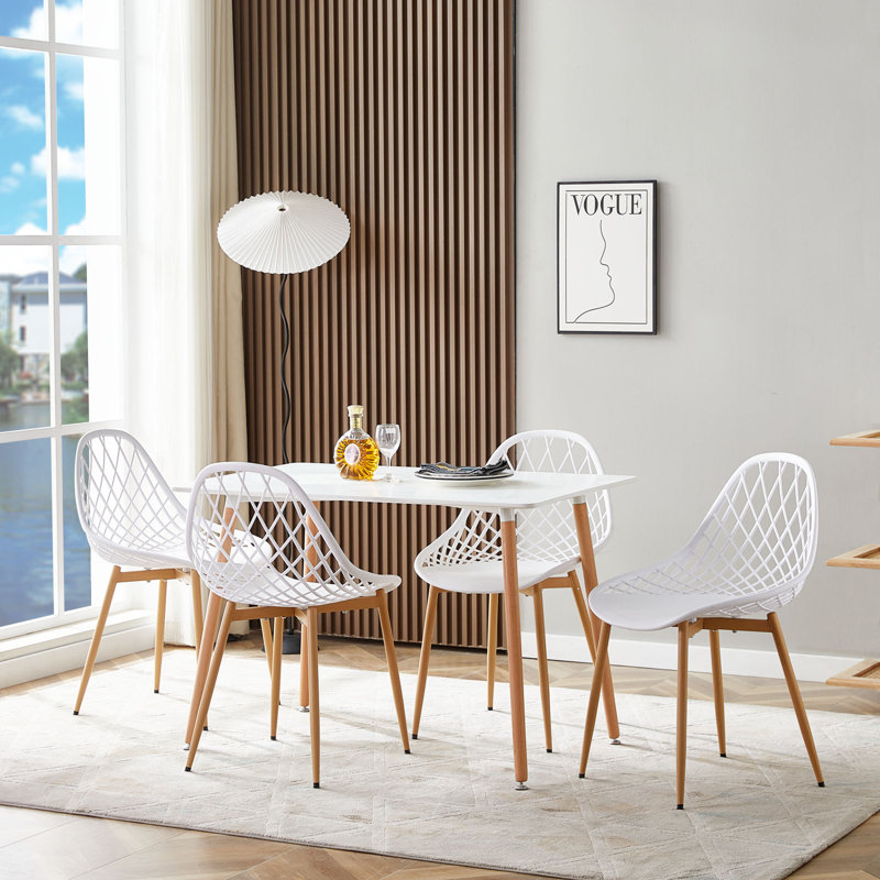 Anakin 4 - Person Dining Set, White/Brown