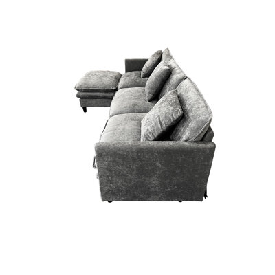 Modern 3Seats With Ottoman 113.77"Sectional Sofa With Waist Pillows,3-Seat Upholstered Symmetrical Sofa Furniture,Sleeper Sofa Couch With Chaise Lounge For Living Room,Apartment,3 Color