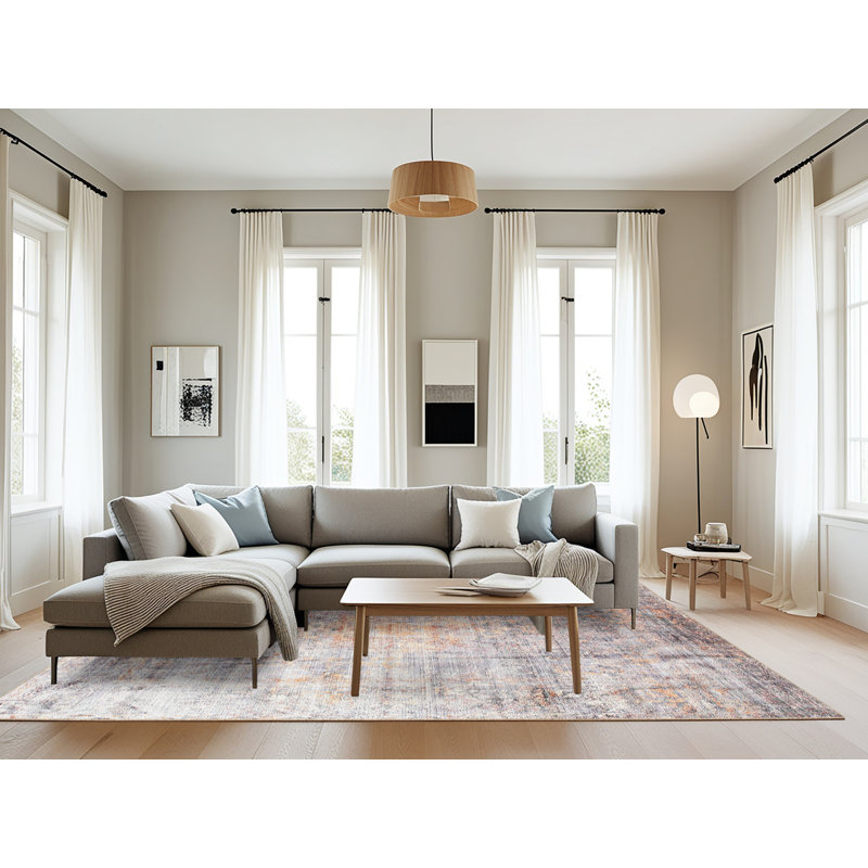 Tapis bleu/gris contemporain, Rectangle 8 pi x 12 pi