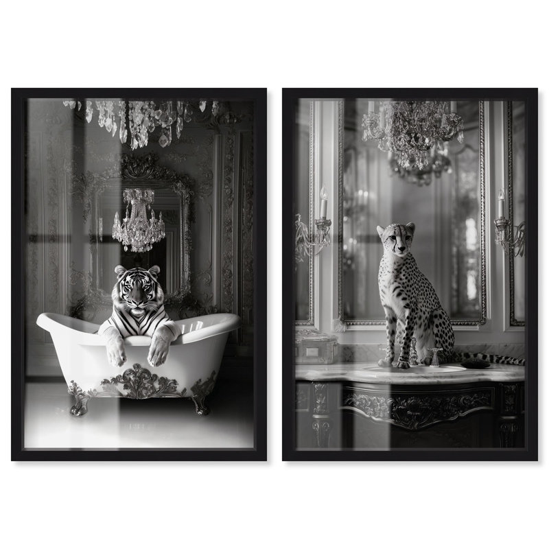 «Animal Bathroom Ornate» par Art Remedy, Noir, H 17 po x l 24 po