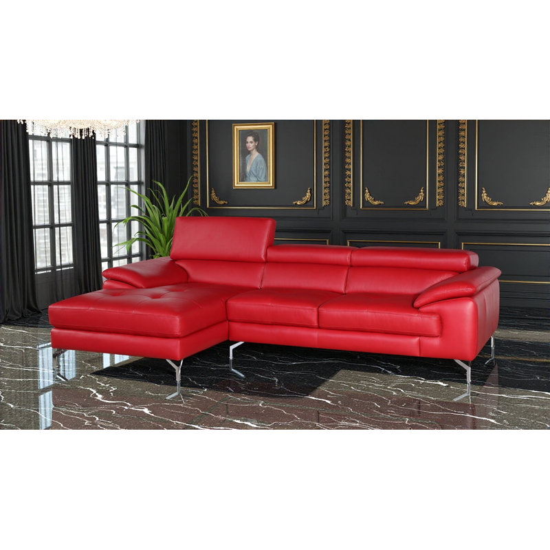 Canapé modulaire rembourré 2 pièces Marielys, Cuir rouge