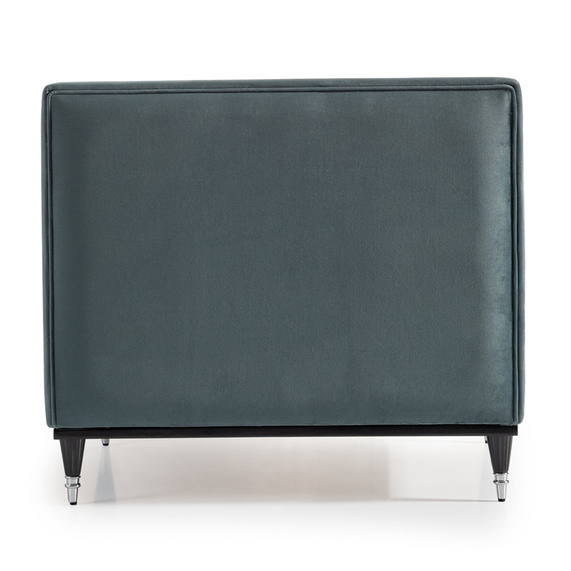 La Francaise 39'' Wide Slipper Chair, Teal Blue Velvet