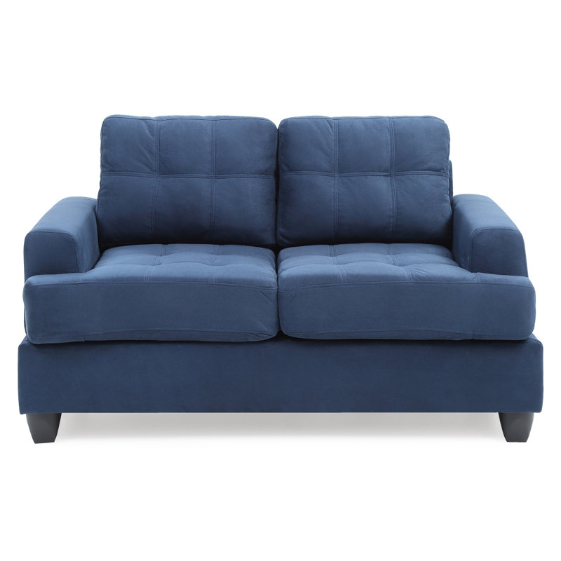 Chic Transitional Loveseat In Navy Blue, Navy Blue