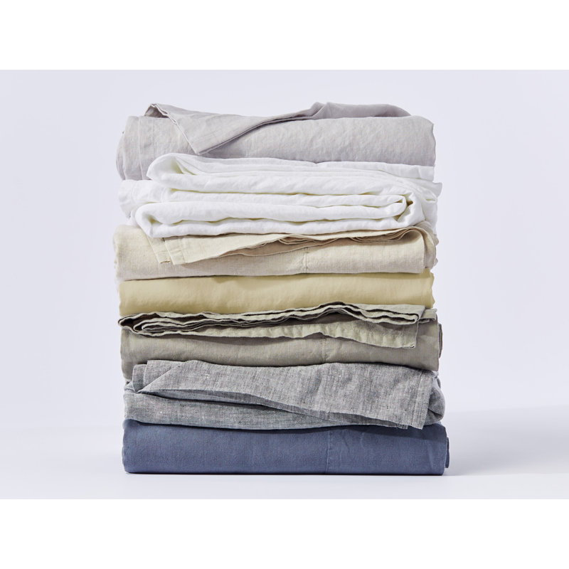 Belgian Flax Linen Fitted Sheet, Alpine White, Queen Fitted Sheet