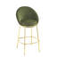 Tabouret de bar Celano Indoor moderne et luxueux, revêtement vert olive, pattes dorées polies, lot de 4-568402190