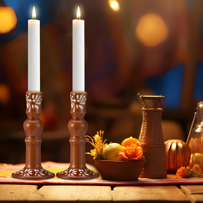 2pcs Traditional Clay Candle Holders