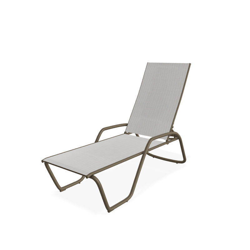 Outdoor Rust-Resistant Metal Chaise Lounge, Textured Beachwood, Amalfi