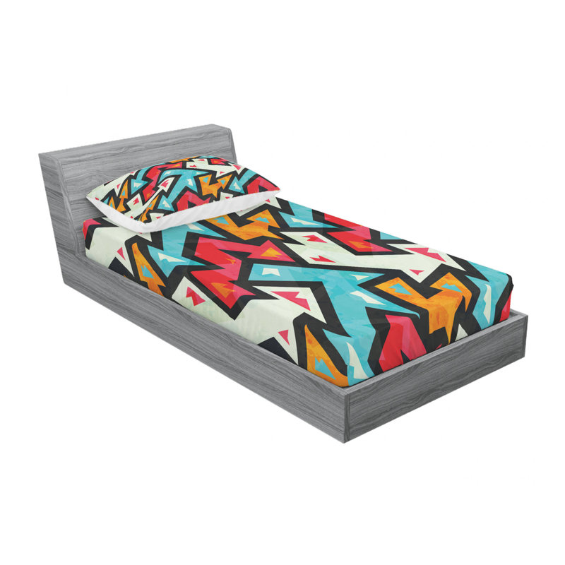 Microfiber Abstract Sheet Set, Twin XL Sheet Set with Fitted Sheet