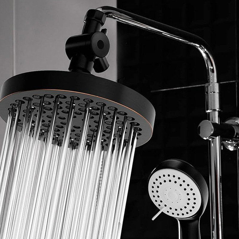 Large Matte Black Round Rain Shower Head with Handheld