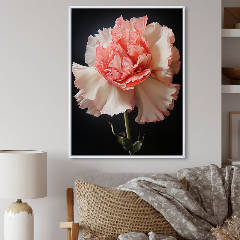 Coral Flower Timeless Beauty - Abstract Botanicals, impressions sur toile, H 40 po x l 30 po x P 1,5 po, Cadre flottant blanc