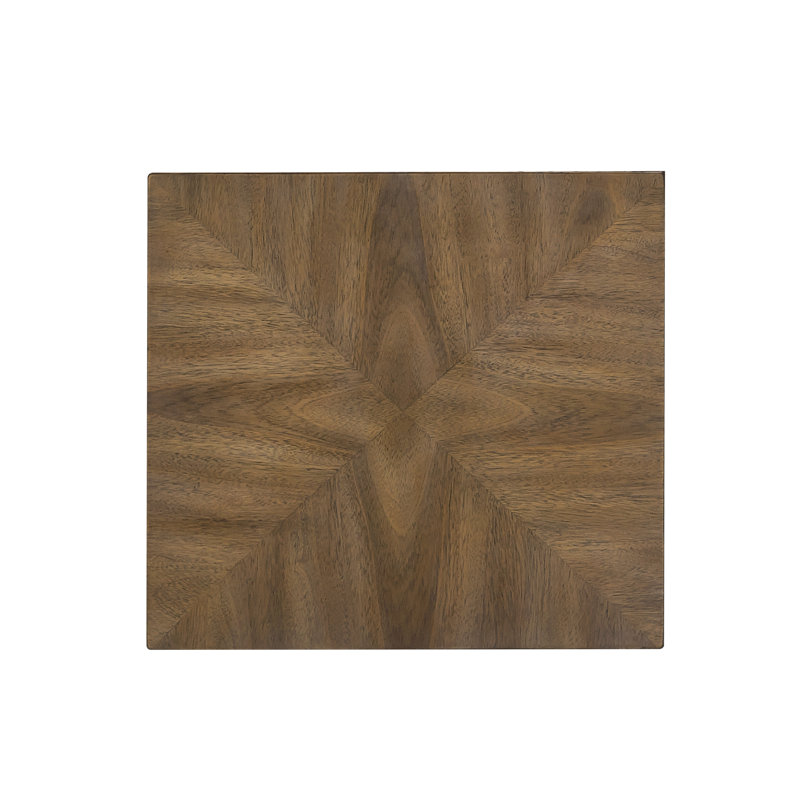 Honey Brown Geometric Square Wood Accent Table