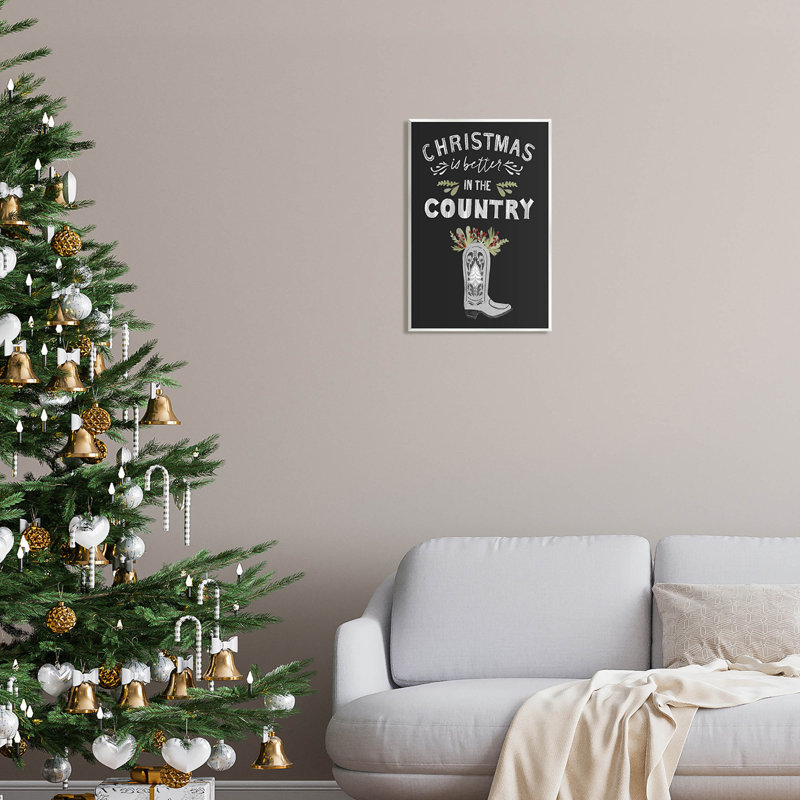 Christmas Better In Country at-221, H 19 po x l 13 po x P 0,5 po, Plaque murale
