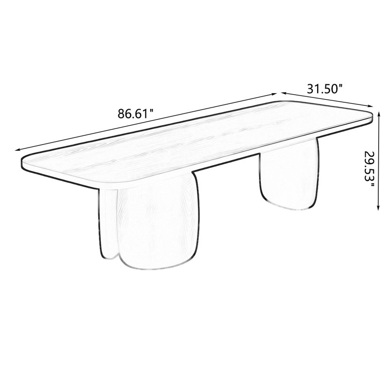 Table de salle à manger rectangulaire noire en bois massif, H 29,53 po x L 86,61 po x l 31,50 po