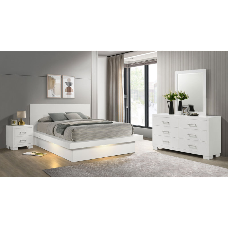 Ensemble de chambre à coucher 4 pièces à DEL Heritage Design - Blanc crème Coopers, Très grand