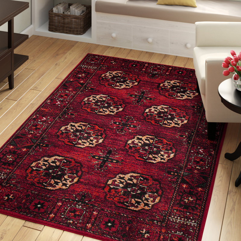 Donoban Oriental Red Area Rug, Rectangle 5'3" x 7'6"