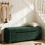 Banc de rangement rembourré bouclé de 47,2 po avec couvercle relevable et pieds en bois massif-1119212984