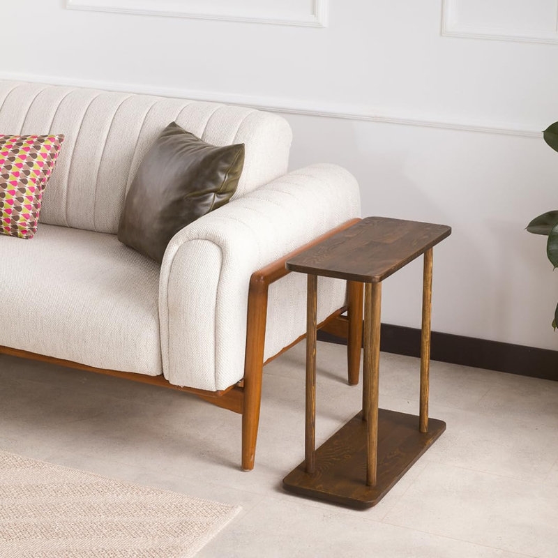 Rectangular Solid Wood Narrow Side Table, Dark Walnut