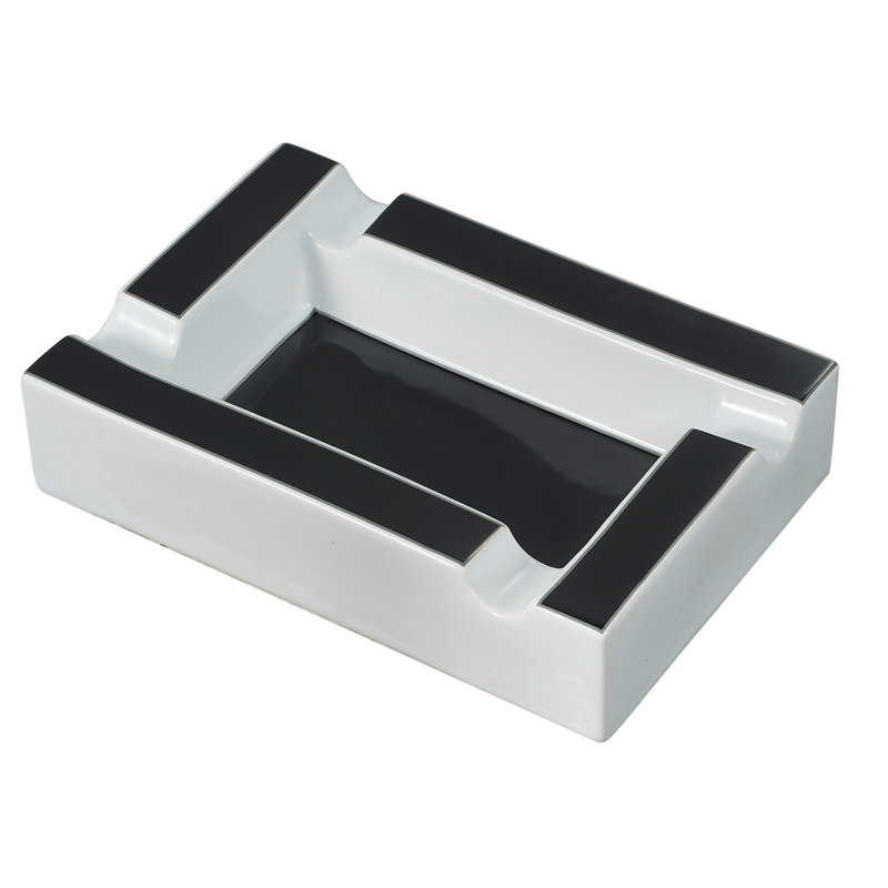 Visol Wesley Black & White Rectangular Ceramic Cigar Ashtray