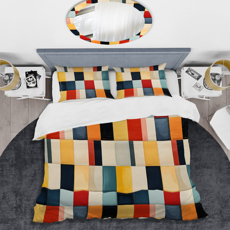 Ensemble de housse de couette à rayures Contemporary Canvas I, Housse de couette pour grand lit et 2 taies décor