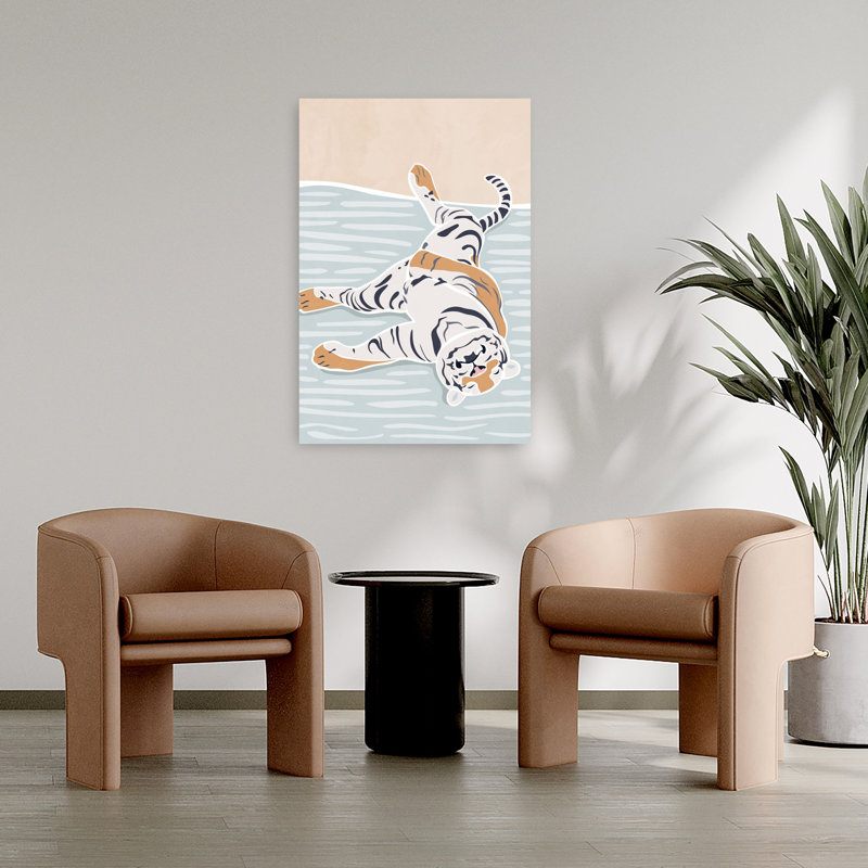 Art contemporain, art moderne tigre, H 36 po x l 24 po