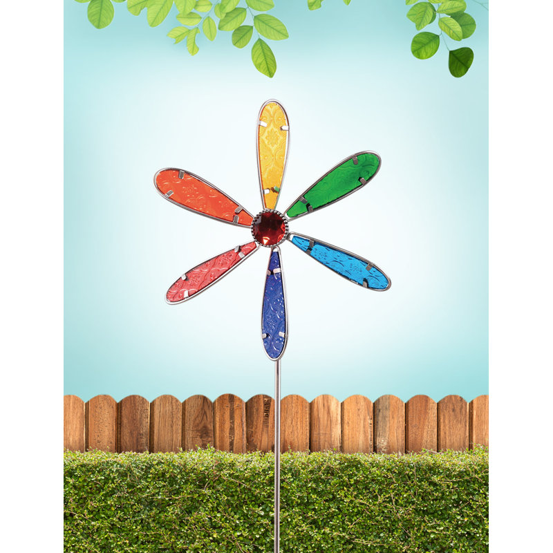 Piquet de jardin Safiye, H 28,5 po x l 9,5 po x P 3 po, Rouge / Bleu / Vert