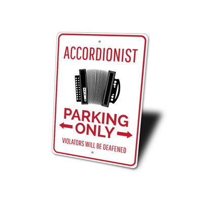 Accordionist Parking Aluminum Sign
