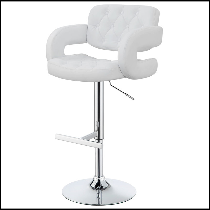 Tabouret de bar Brandi avec base chromée et finition blanche, confortable et élégant pour les cuisines et les bars modernes