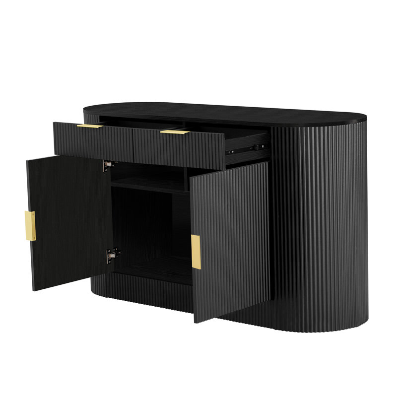 Constance 55.1'' Sideboard With 3 Doors, Black