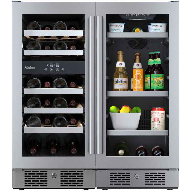 Avallon 30'' 23 Bottle and 86 Can Triple Zone Freestanding Wine & Beverage Refrigerator