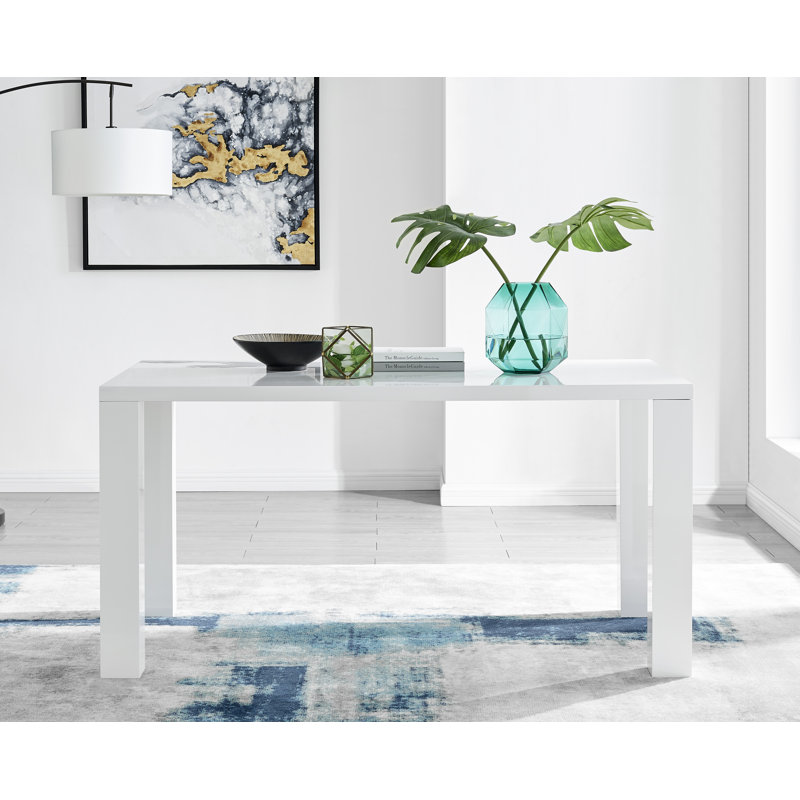 Scottsmoor High Gloss Rectangular Dining Table, White, H75 x L150 x W80cm