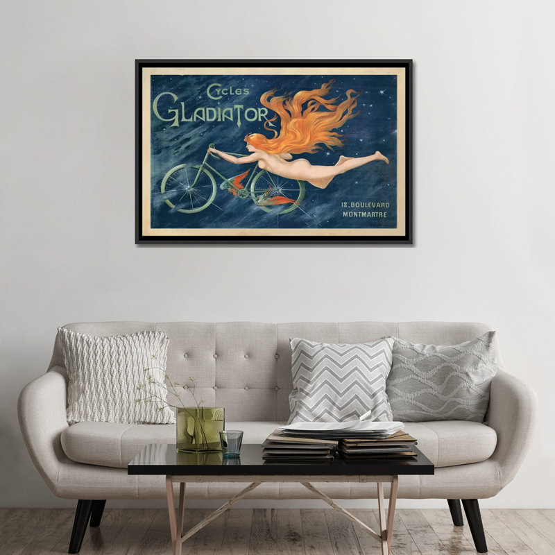 «Cycles Gladiator, 1895 Ca.» "By Top Art", impression sur toile, Toile avec cadre flottant noir, Pas de tapis