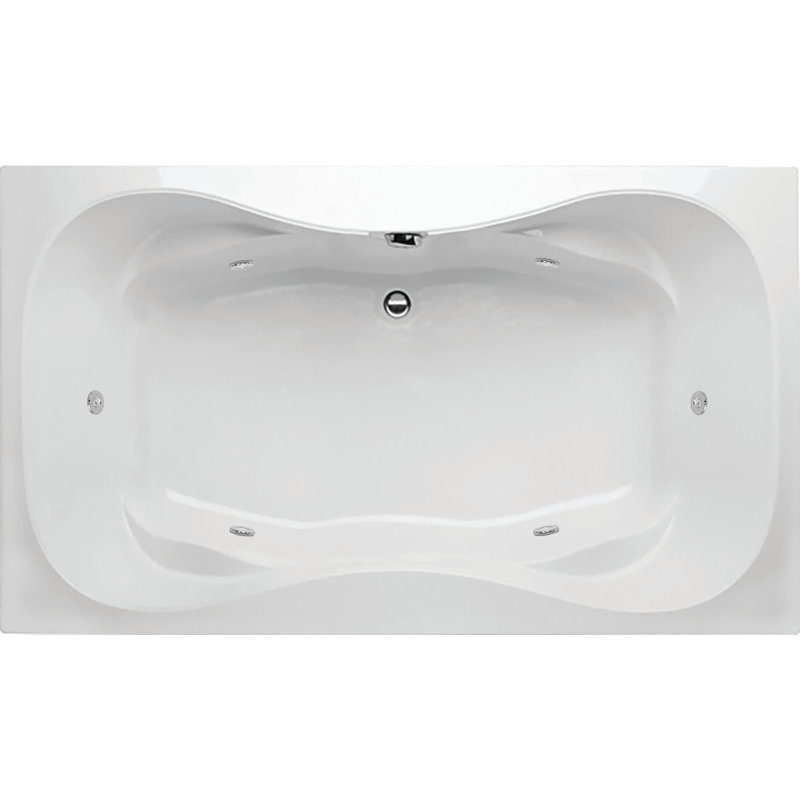 Builder Hourglass 72'' L Whirlpool Bathtub, White