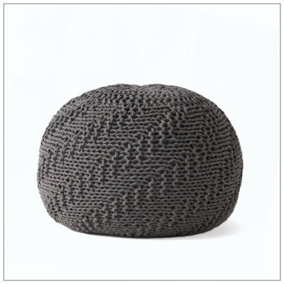 Knitted Cotton Yarn Round Pouf For Living Room Bedroom Seating