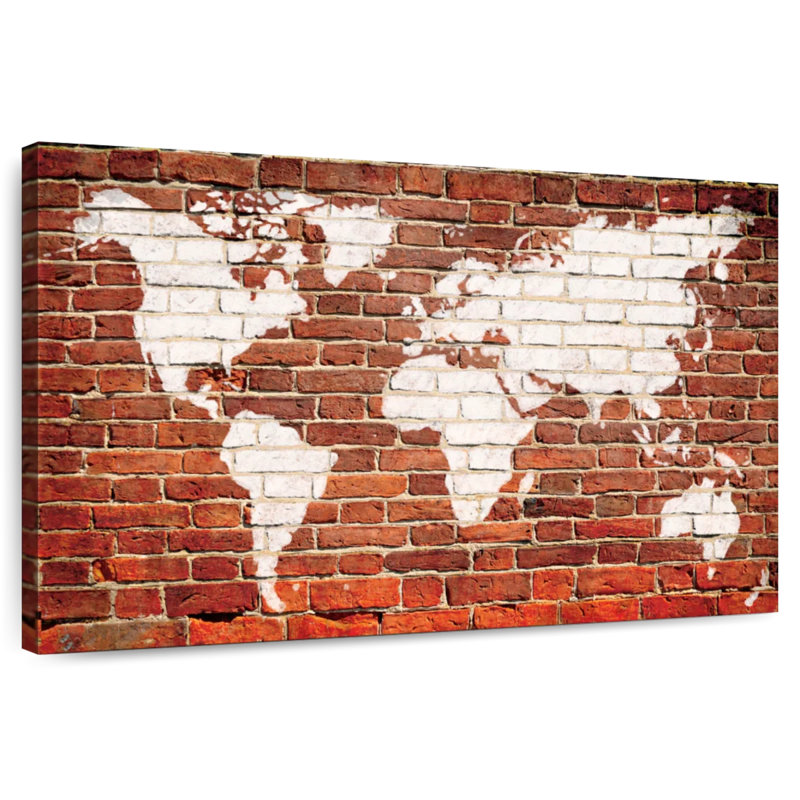 Aliaz World Map On Bricks, 32" H x 48" W