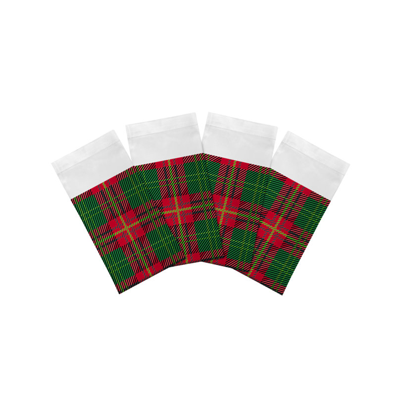 Christmas Tartan Cotton Sateen Dinner Napkins, Green