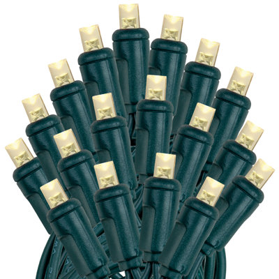 70 Light Pure LED Christmas Mini String Light Set, UL Listed Indoor/Outdoor, Green Wire, 35 Feet