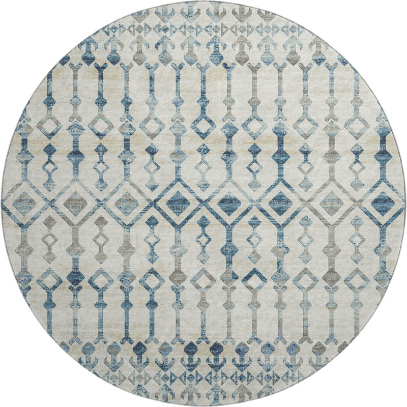 Premium Machine Washable Fayina Ivory Rug, Round 8'