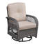 Ensemble de conversation 3 pièces, ensemble bistro de patio pivotant en osier, chaise berçante avec plateau en verre, gris