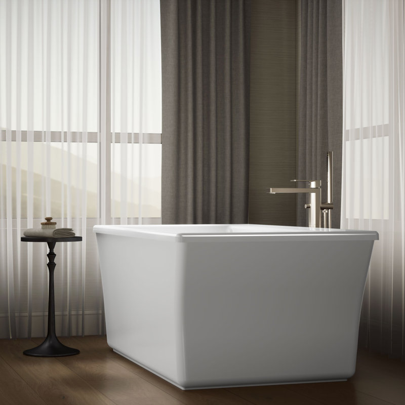 Stargaze 60-in X 30-in Freestanding Bath with Bask Heated Surface and Fluted Shroud, Biscuit