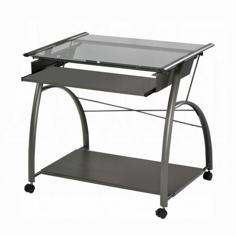 Ledbury Glass Top Metal Base Writing Desk