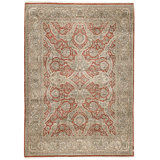 Hand Knotted Wool Area Rug in Red And Gold