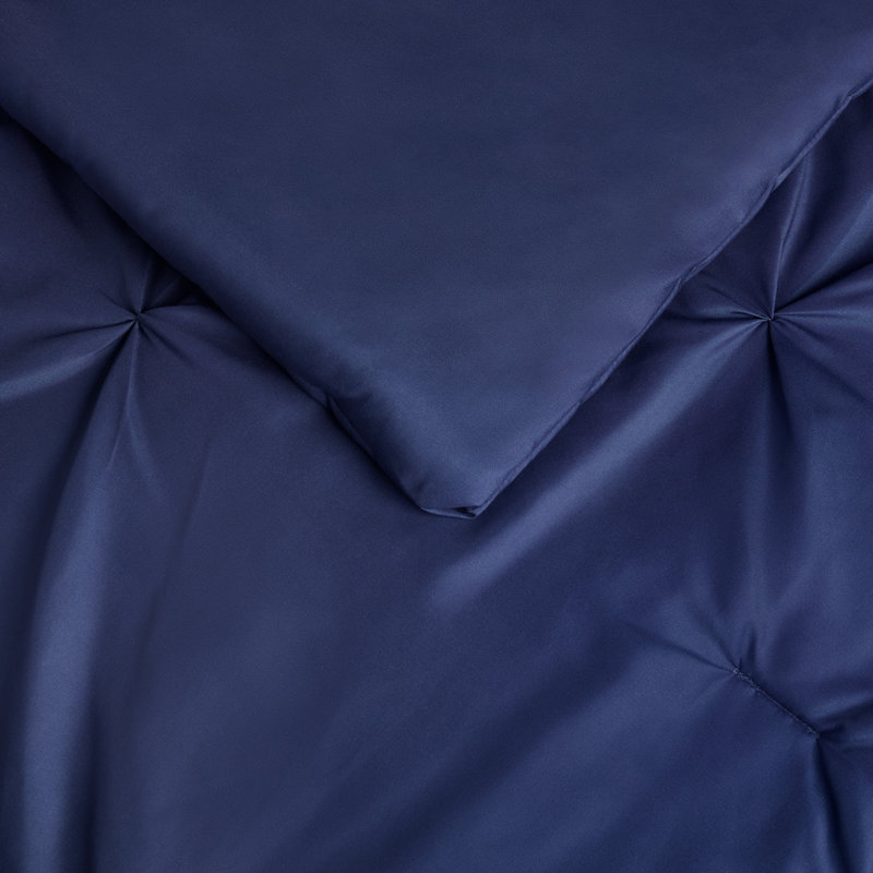 Simply Clean Antimicrobial Pleated Comforter Set, Navy, King Comforter + 2 Standard Shams