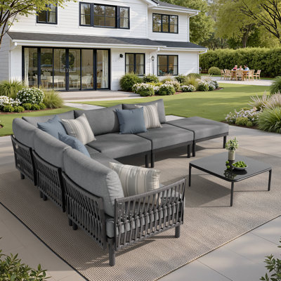 7-Piece Modular Aluminum Patio Sectional Set with Coffee Table